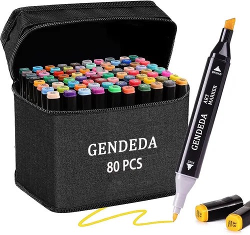 Marcadores de alcohol, punta de pincel, 80 colores, juego de marcadores artísticos de doble punta para niños y adultos, marcadores a base de alcohol