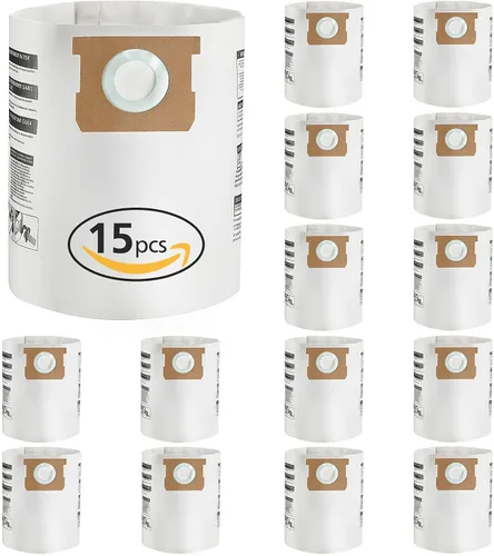 Paquete de 15 bolsas de filtro de repuesto de 5 a 8 galones para aspiradora tipo E-9066100, 90661, 9066133, tipo H para S90671 9067100 9067133;