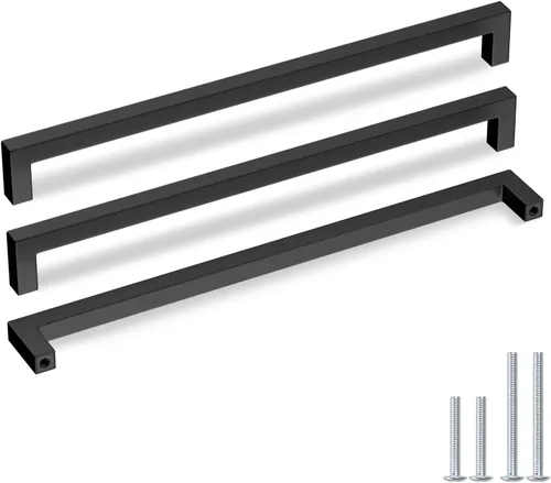 Miniatura 10 de Goldenwarm 1 paquete de tiradores de gabinete negros de 3 pulgadas, tiradores de cajón para gabinete de cocina, manijas negras para cómoda, acero