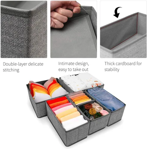 Miniatura 4 de Paquete de 12 organizadores de cajones para ropa, caja de almacenamiento de ropa plegable, organizadores divisores de cajones de cómoda y armario