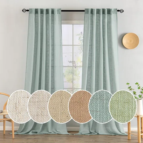 Miniatura 74 de MIULEE Cortinas de lino blanco de 108 pulgadas de largo para dormitorio, sala de estar, cortinas de ventana con textura de lino suave y grueso, Lino