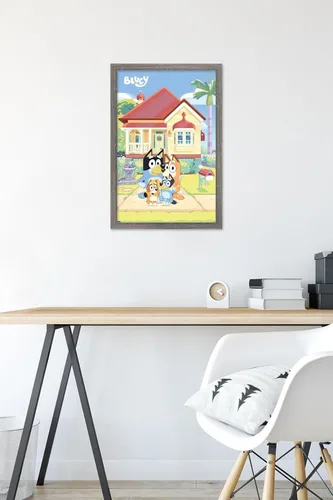 Miniatura 6 de Bluey - Póster de pared familiar, 22.4 pulgadas de largo x 14.7 pulgadas de ancho, versión enmarcada de madera de granero
