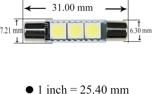 Miniatura 2 de PA LED 4 x LED 5050 3SMD Fuse Festoon Bulb Dome Interior Luz Interior Coche Visera Solar Espejo Luz 1.220 in (blanco)