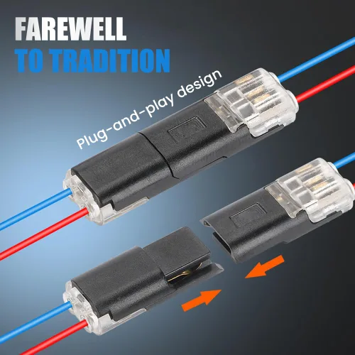Miniatura 6 de Conector enchufable de doble cable, conectores de tira de luz LED, 2 pines, nuevo conector de cable de bajo voltaje con hebilla de bloqueo