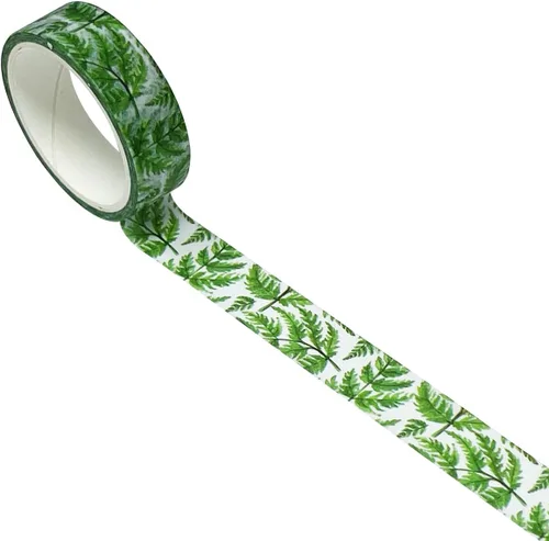 Miniatura 2 de allydrew Cinta adhesiva Washi de hermosos paisajes, 0.591 in x 16.4 ft, helechos tropicales