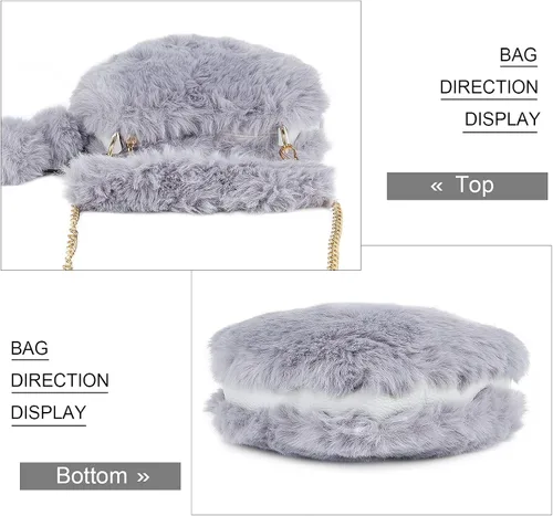 Miniatura 4 de SUKUTU Faux Fur Purse Women's Heart Shaped Evening Handbags Small Cute Phone Crossbody Bag Clutches for Girls