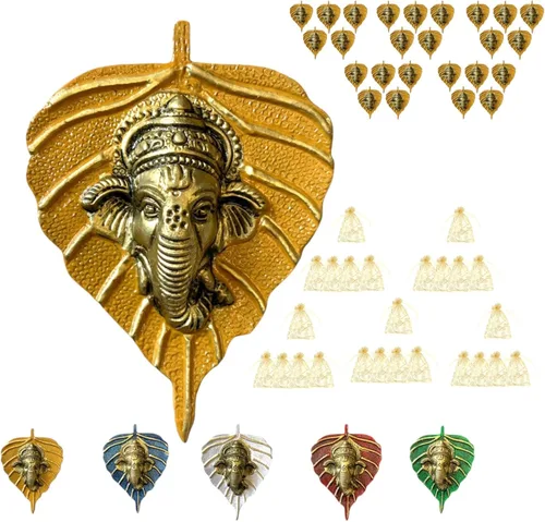 Miniatura 22 de LOVENSPIRE Ganesha de hoja de metal para colgar en la pared, decoración para el hogar, sala de estar, oficina, obra decorativa de arte indio