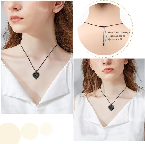 Miniatura 37 de Collar con medallón de cremación conmemorativa con corazón eterno con mini urna para cenizas de seres queridos