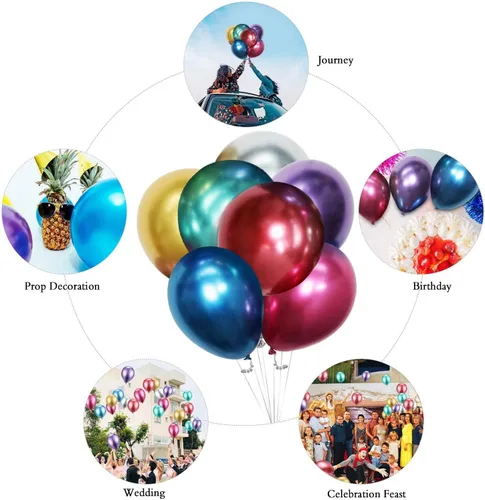Miniatura 3 de 60 globos de metal, 12” de fiesta de látex de metal, para decoración de cumpleaños
