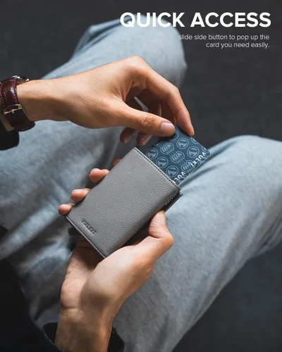 Miniatura 3 de VULKIT Cartera con bolsillo para monedas, cierre magnético, con ventana de identificación, billetera de cuero para efectivo y tarjetas de crédito