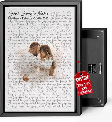 Miniatura 41 de H-DEWALL Regalos para marido de parte de la esposa, letras de canciones personalizadas con marco, discos de vinilo retro, decoración de pared