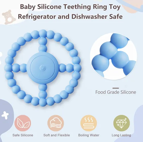 Miniatura 5 de Juguete sensorial vibratorio para masticar, mordedor, juguetes para la dentición para bebés de 6 a 12 de 8 a 18 meses, juguetes sensoriales para Azul