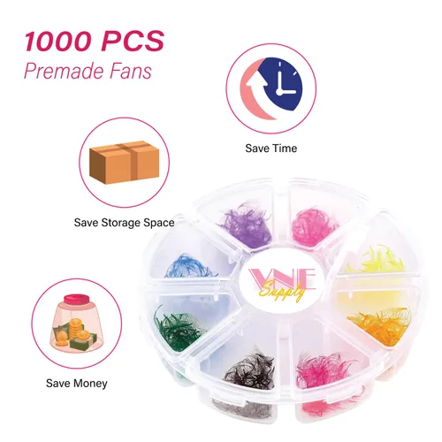 Miniatura 2 de 501 extensiones de pestañas de colores mixtos extensiones de pestañas de volumen prefabricadas extensión de pestañas de colores pestañas