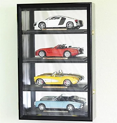 Vitrina de modelo de automóvil fundido a presión a escala 1/18 con capacidad para 4 autos (acabado negro)