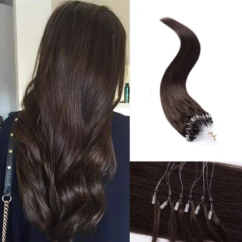 Miniatura 40 de SEGO Extensiones de cabello humano con micro cuentas, extensiones de cabello humano con micro bucle, lacio, natural, fusión fría, 1.76 oz/paquete