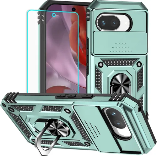 Miniatura 16 de HNHYGETE Funda para Pixel 6a con protector de pantalla HD, soporte giratorio de grado militar de 360° (resistente) a prueba de golpes para Google