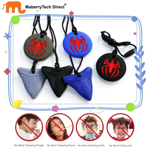 Miniatura 7 de Collares masticables para niños sensoriales varones, paquete de 6 collares masticables juguetes sensoriales para niños con autismo, TDAH, SPD