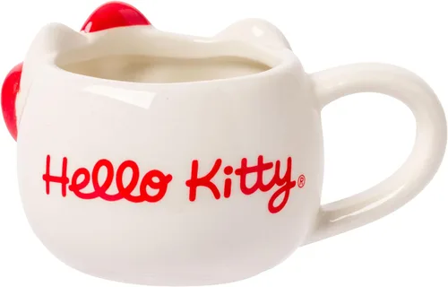 Miniatura 7 de Silver Buffalo Sanrio Hello Kitty Conjunto de 3 tazas de cerámica esculpidas en 3D con arcos de diferentes colores, con asas, perfectas como set