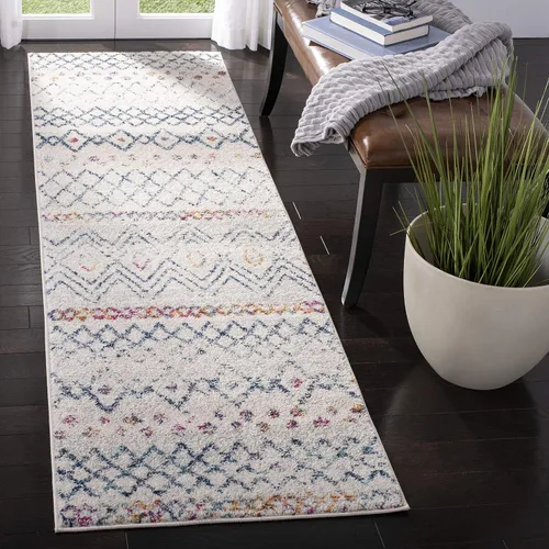 Miniatura 18 de SAFAVIEH Madison Collection - Alfombra decorativa de 2 x 3 pies, color marfil y carbón, diseño marroquí bohemio envejecido, no desprende pelusa