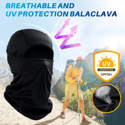 Miniatura 2 de AstroAI Paquete de pasamontañas con protección solar y UV y máscara de esquí amarilla resistente al viento