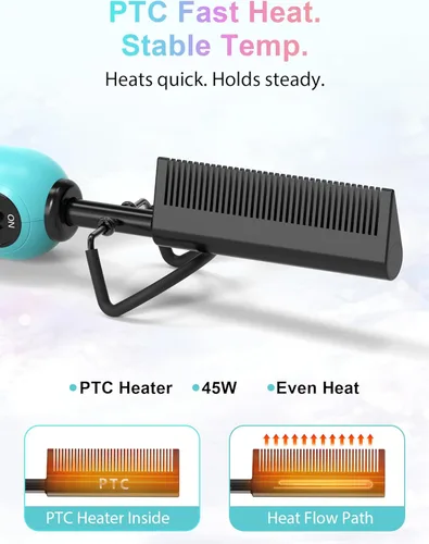 Miniatura 5 de Peine eléctrico caliente para pelucas y cabello de mujeres negras, peine alisador de turmalina de cerámica con esfera de temperatura de 280-450 °F