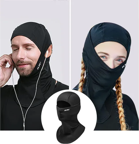 Miniatura 4 de ILM Motorcycle Balaclava Face Mask Adult Youth for Ski Model FM01 Adulto Negro Más Grueso