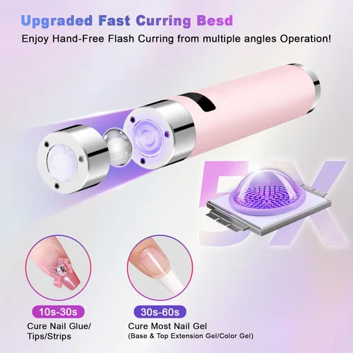 Miniatura 7 de Linssy - Mini luz UV para uñas con sensor automático y soporte de cuello de cisne, lámpara de uñas inalámbrica portátil con pantalla LCD, luz UV