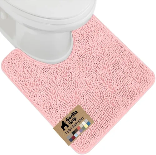 Miniatura 70 de Gorilla Grip - Tapete de baño afelpado, absorbente, peludo, de felpilla, para base de inodoro cuadrada, reverso de goma, suave, de microfibra, claro