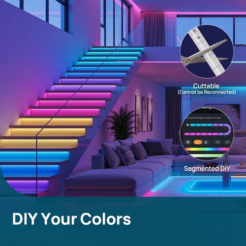 Miniatura 5 de Linkind AuraScape - Tira de luces LED inteligentes de 10 pies, tira de luz WiFi segmentada que cambia de color, compatible con Alexa y Google Home