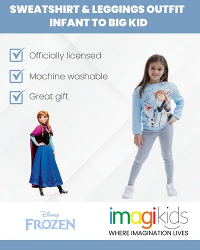 Miniatura 3 de Disney Frozen Princess Anna Elsa Baby Girls Sweatshirt and Leggings Outfit Set Infant to Big Kid