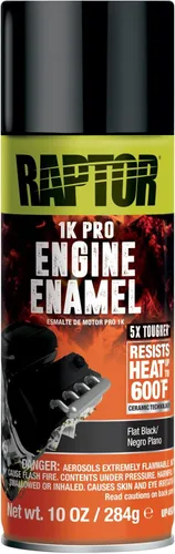 RAPTOR Esmalte para Motor, Pintura en Aerosol Automotriz, Resistente al Calor, Grado Profesional, Fácil de Usar, Negro Graso, 10 oz negro (Fat Black)