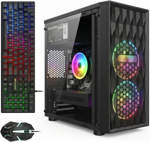 STGAubron Computadora de escritorio para juegos, Radeon RX 560 4G, Intel Core i7 8ª generación hasta 4.1GHz, 16G DDR4, 512G SSD, WiFi 6 y BT 5.2,