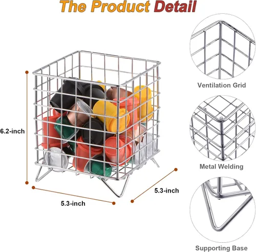 Miniatura 2 de uxcell 2 soportes para cápsulas de café, soporte de metal para tazas K, cesta de almacenamiento de cápsulas de café de gran capacidad para cocina