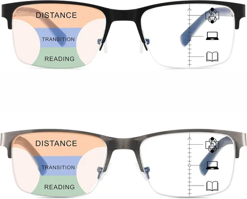 Miniatura 7 de Gafas de Lectura Multifocales para Hombres, Bifocales, Progresivas, Multifocales, sin Línea, de Lectura de Computadora, Bloqueo de Luz Azul, Armazón