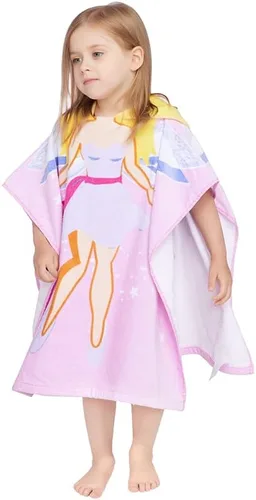 Miniatura 2 de Gealaek - Toalla con capucha 100% algodón para niños de 2 a 6 años, toalla suave y absorbente para baño, piscina, playa, unisex, diseño de hada Hada