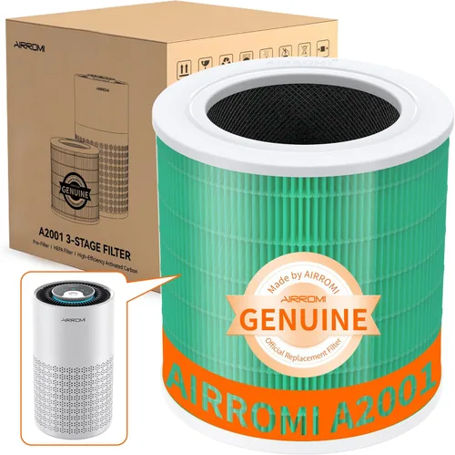 Miniatura 14 de AIRROMI Reemplazo del purificador de aire HEPA A2001: filtro original 3 en 1, elimina el 99.97% de las partículas de 0.3 micrones, filtro de carbón