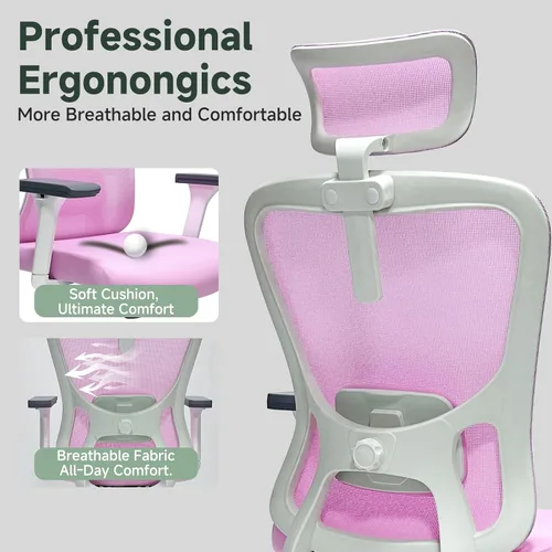 Miniatura 3 de Silla de oficina ergonómica - Silla de oficina de malla de 350LB con lumbar ajustable, silla de escritorio de computadora de respaldo alto