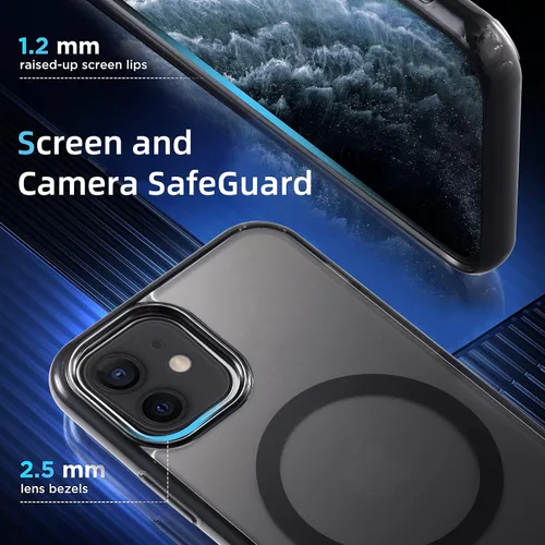 Miniatura 4 de Tigowos Funda magnética para iPhone 11 [probada contra caídas de grado de 10 pies y compatible con MagSafe] translúcida antihuellas y antigolpes