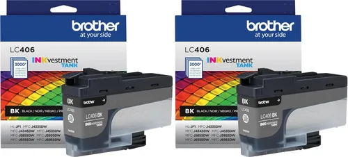 Brother Cartucho de tinta original LC406BK de rendimiento estándar, color negro INKvestment (2 unidades)