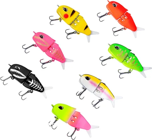 Paquete de 7 Mini Cebo Deslizante, Cebo Deslizante Raptor, Señuelos de Pesca Swimbait para Agua Dulce y Salada, Increíble Regalo de Equipo de Pesca