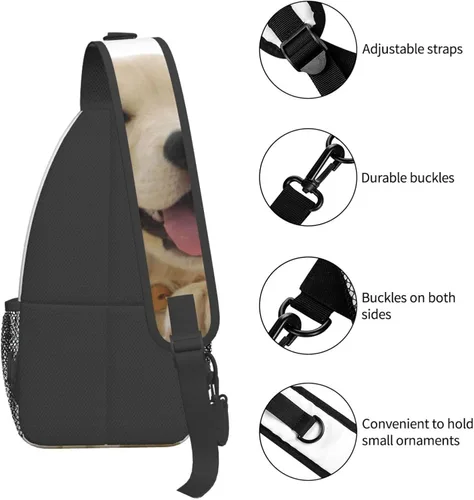 Miniatura 5 de PHIDOL Flower Gerbera - Mochila bandolera para hombre, bolsa de viaje para senderismo, bolsa de hombro cruzada., cachorros de golden retriever