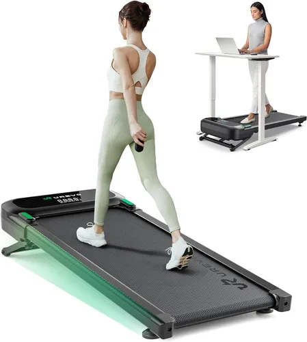 UREVO Auto Incline Walking Pad with AI App, Brushless Quiet Motorized Treadmill for Apartments, 9% Power Incline Standing Desk Treadmill, 12-Point