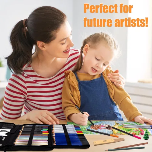 Miniatura 5 de Drawdart Art Supplies - Juego de lápices de dibujo, 76 unidades, kit de dibujo profesional con cuaderno de bocetos y bloc de acuarela, incluye