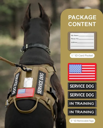 Miniatura 4 de FAYOGOO - Arnés táctico para perros grandes - Arnés de perro resistente a fugas con asa - Chaleco de perro de servicio militar sin tirones con Marrón