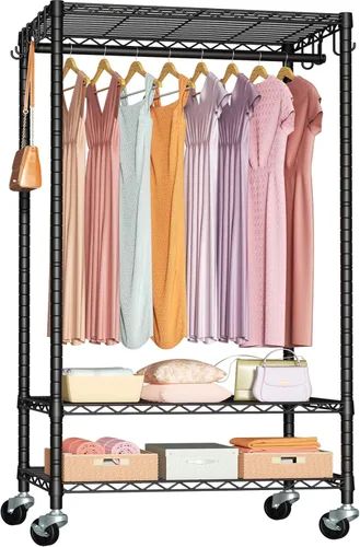 Miniatura 8 de FUTASSI P6 - Mini perchero con ruedas para colgar ropa, resistente y portátil, con ruedas, carga máxima de 360 libras, 23.6 pulgadas de ancho x 14