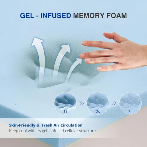 Miniatura 4 de Colchón Gelsea de 10 pulgadas tamaño King, colchón de espuma viscoelástica con gel de enfriamiento en una caja, sensación mediana firme para alivio