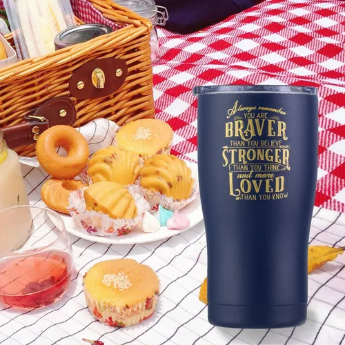 Miniatura 4 de Vaso inspirador de 20 onzas de regalo para mujeres, mejores amigas, hijas, mamá y abuela, «Always Remember You Are Braver Than You Believe, Stronger