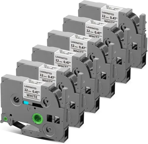 Miniatura 9 de Paquete de 6 cintas para etiquetar de 0.472 in, 0.47 pulgadas, repuesto para cinta de etiquetas Brother P Touch TZe131 TZ-131, compatible