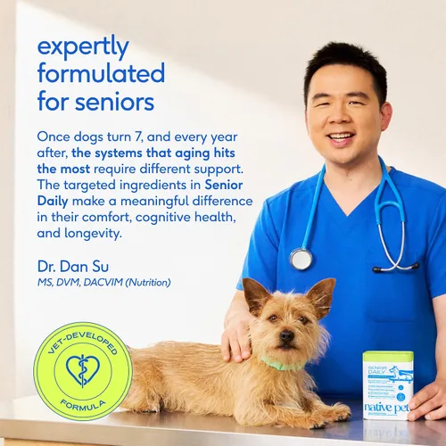 Miniatura 5 de Native Pet Vitaminas y suplementos diarios para perros mayores – Polvo multivitamínico 12 en 1 para perros mayores – Apoya la movilidad