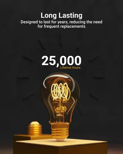 Miniatura 5 de Paquete de 6 bombillas LED Edison vintage, luz de filamento en espiral E26, 5.5 W = 40 W, luz ámbar de 2200 K, regulable, 450 lúmenes, 25000 horas